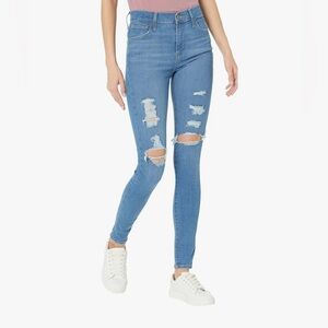 Levi's Size 28 High Rise Super Skinny Distressed Stretch Medium Indigo Wash Cute